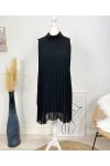 PLEATED DRESS EVASEE PE645 BLACK