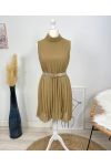 PLEATED DRESS EVASEE PE645 CAMEL