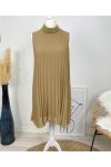 PLEATED DRESS EVASEE PE645 CAMEL