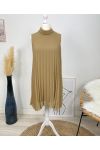 PLEATED DRESS EVASEE PE645 CAMEL