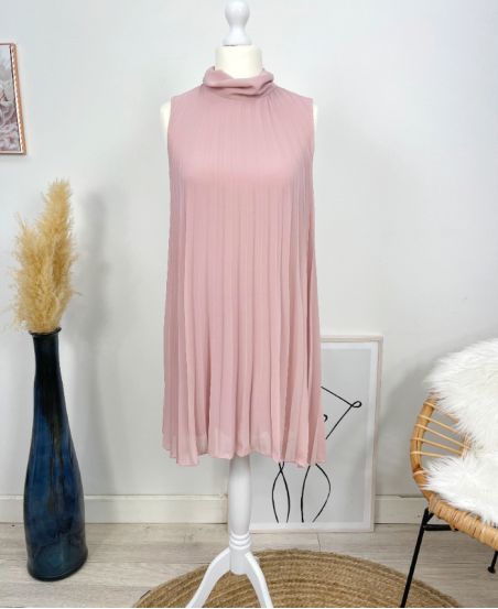 PLEATED DRESS EVASEE PE645 PINK
