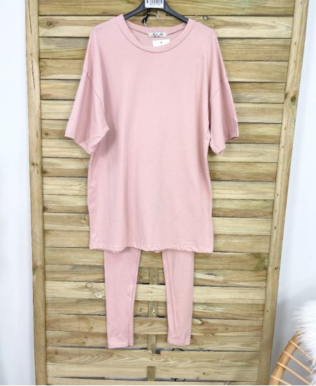 BAUMWOLLSET OVERSIZE T-SHIRT + PASSENDE LEGGINGS PE872 PINK