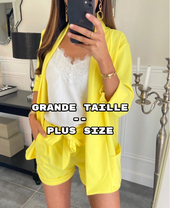 TAGLIA GRANDE - SHORTS 2 TASCHE PE894 GIALLO