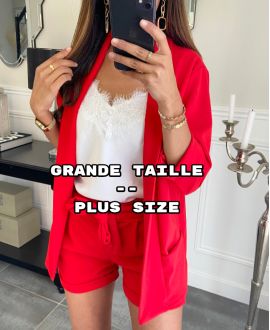 GRANDE TAILLE - SHORT 2 POCHES A NOUER PE894 ROUGE