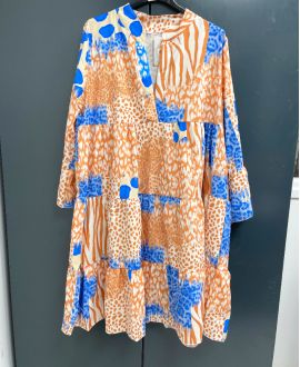 OVERSIZE PRINTED DRESS PE871 CAMEL