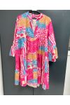 SUKIENKA OVERSIZE Z NADRUKIEM PE871 FUSHIA