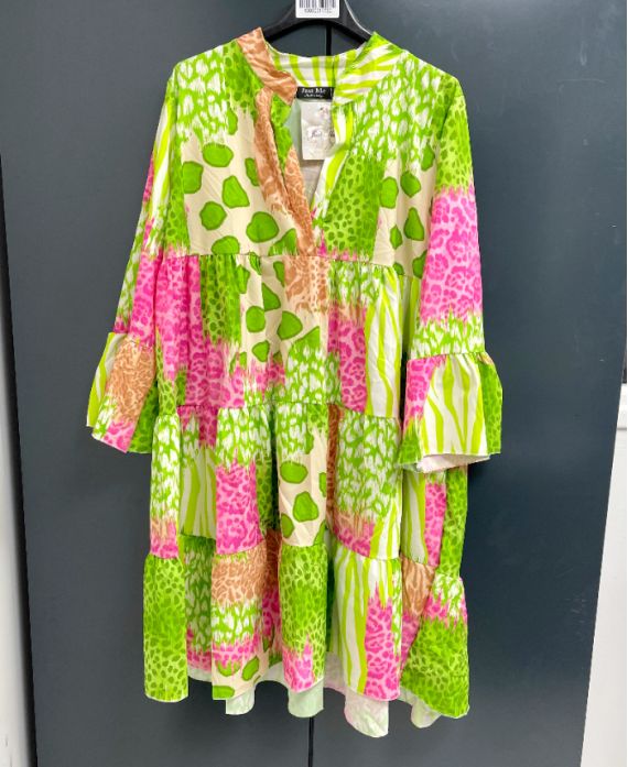 OVERSIZED PRINTED DRESS PE871 GREEN