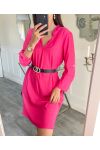 ROBE TUNIQUE UNIE + CEINTURE OFFERTE PE937 FUSHIA