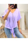 TOP WITH FANCY KNITTING BUTTONS PE723 LILA