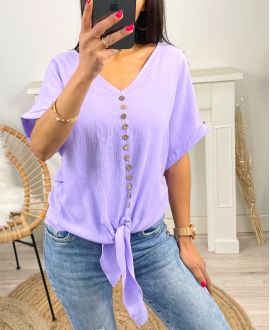 TOP WITH FANCY KNITTING BUTTONS PE723 LILA