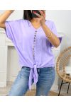 TOP WITH FANCY KNITTING BUTTONS PE723 LILA