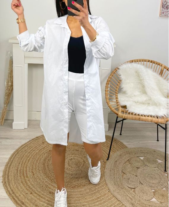 DRESS SHIRT COTTON OVERSIZE PE801 WHITE
