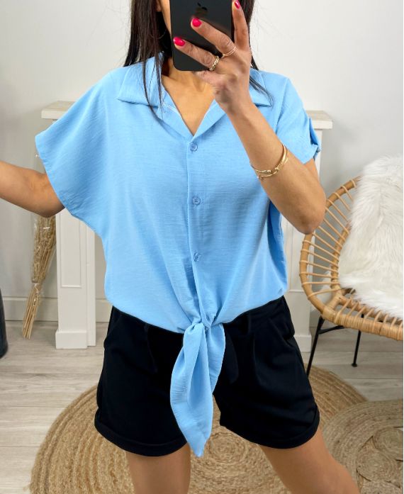 CHEMISE A NOUER PE745 BLEU CIEL