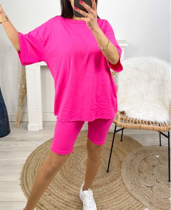 SET T-SHIRT IN COTONE + CYCLISYE PE1494 FUSHIA COORDINATO