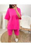 BAUMWOLL-SET T-SHIRT + PASSENDES CYCLISYE PE1494 FUSHIA