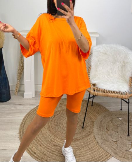 SET DE ALGODÓN CAMISETA + CYCLISYE A JUEGO PE1494 NARANJA