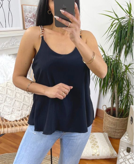 FANTAZYJNY TOP NA PASKU PE1428 CZARNY