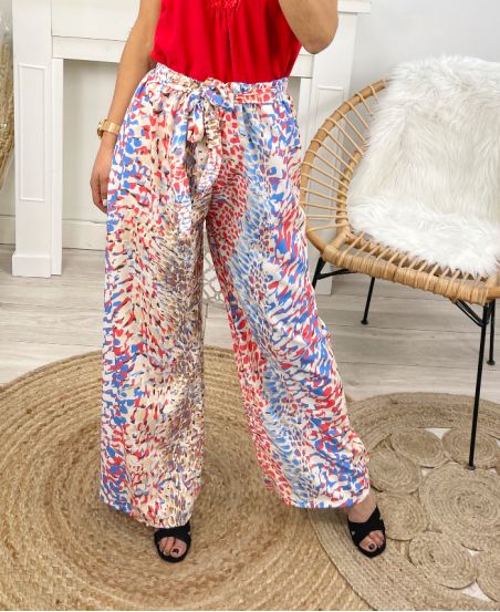 PALAZZO PE1458 PANTALON CZERWONY