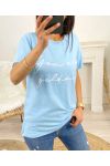 T-SHIRT COTON "YOU ARE GOLDEN" PE963 BLEU CIEL