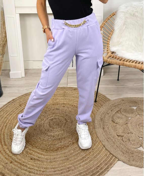 CARGO TROUSERS WITH CHAIN PE1469 LILA