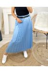 LONG SKIRT PLEATED SATIN PE463 SKY BLUE