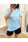 T-SHIRT COTON "YOU ARE GOLDEN" PE963 BLEU CIEL