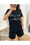 T-SHIRT COTON "YOU ARE GOLDEN" PE963 NOIR