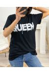 BAWEŁNIANY T-SHIRT QUEEN PE975 CZARNY