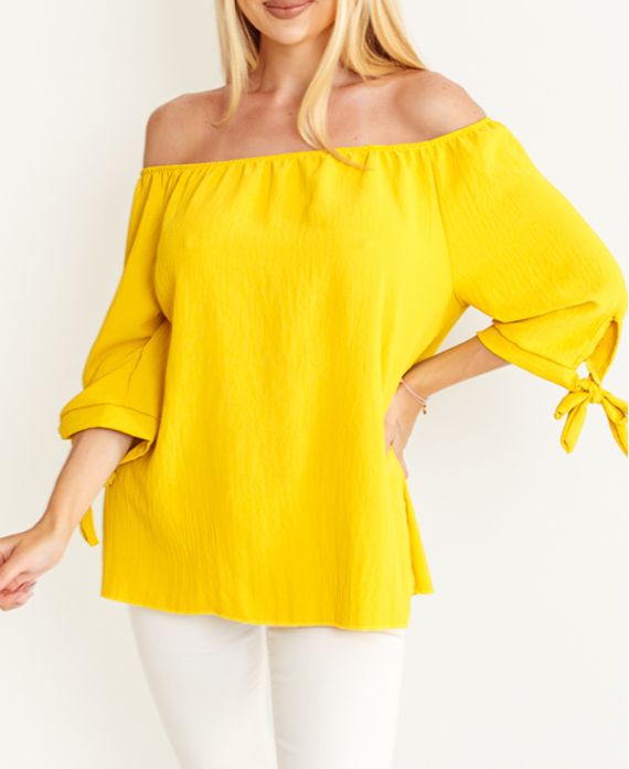 ELASTIC NECKLINE TOP PE1391 YELLOW