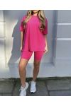 ENSEMBLE COTON T-SHIRT + CYCLISTE ASSORTI PE1494 FUSHIA