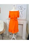 ELASTIC NECKLINE DRESS PE755 ORANGE