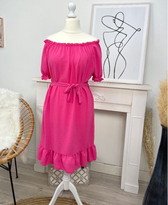 ROBE ENCOLURE ELASTIQUEE PE755 FUSHIA