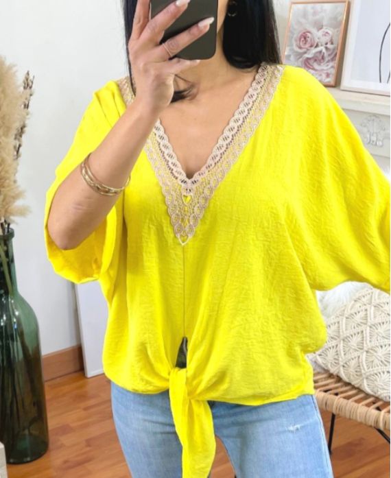 TOP FANCY NECKLINE TO TIE PE1340 YELLOW