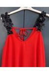 TOP A BRETELLES FANTAISIE PE1076 ROUGE