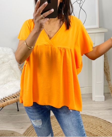 TOP OVERSIZE V-NECK PE1087 ORANGE