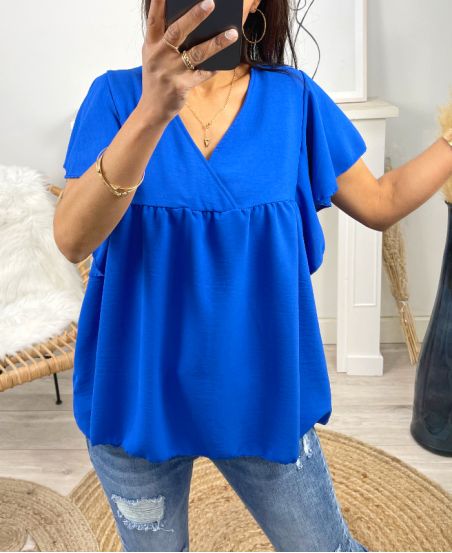 TOP OVERSIZE COL V PE1087 BLEU ROYAL