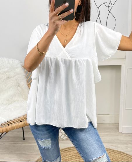 TOP OVERSIZE V-NECK PE1087 WHITE