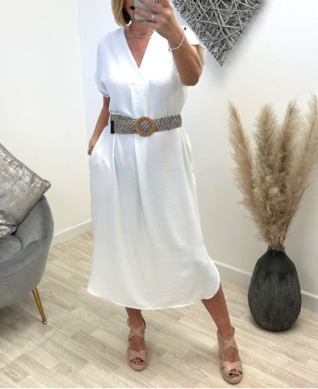 FLOWING DRESS WITH WHITE PE1080 BELT