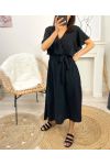 ROBE LONGUE MANCHES A VOLANTS PE1138 NOIR