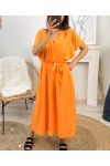 LONG SLEEVE DRESS WITH RUFFLES PE1138 ORANGE