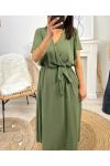 LONG SLEEVE DRESS WITH RUFFLES PE1138 MILITARY GREEN