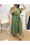 LONG SLEEVE DRESS WITH RUFFLES PE1138 MILITARY GREEN