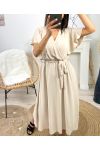 ROBE LONGUE MANCHES A VOLANTS PE1138 BEIGE