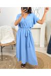 LONG SLEEVE DRESS WITH RUFFLES PE1138 SKY BLUE