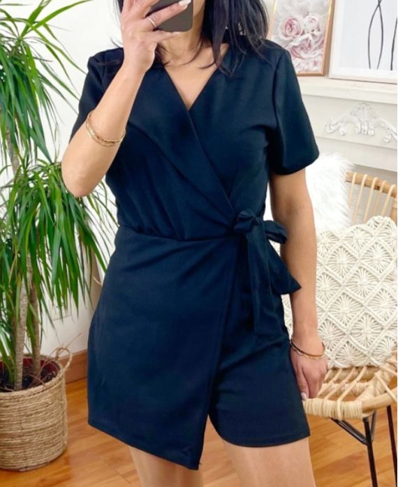 JUMPSUIT SHORT DRAPEE 1093 BLACK