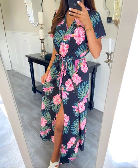 LONG SLIT DRESS PE1157 BLACK