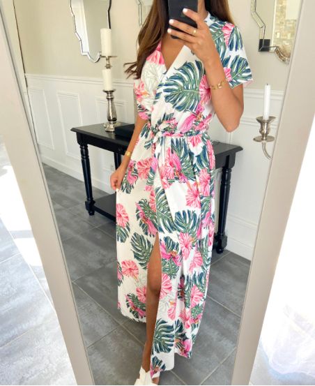 LONG SLIT DRESS PE1157 WHITE