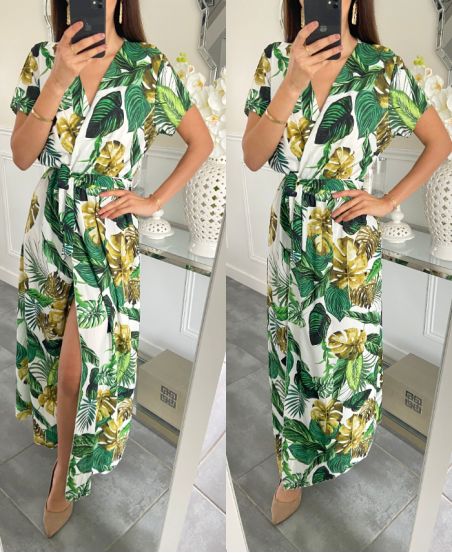 LONG SLIT DRESS PE1163 WHITE