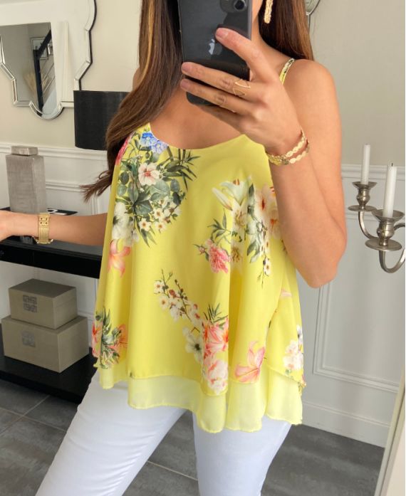 FLORAL TOP PE1170 AMARILLO