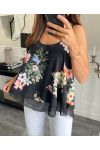 FLORAL TOP PE1170 SCHWARZ